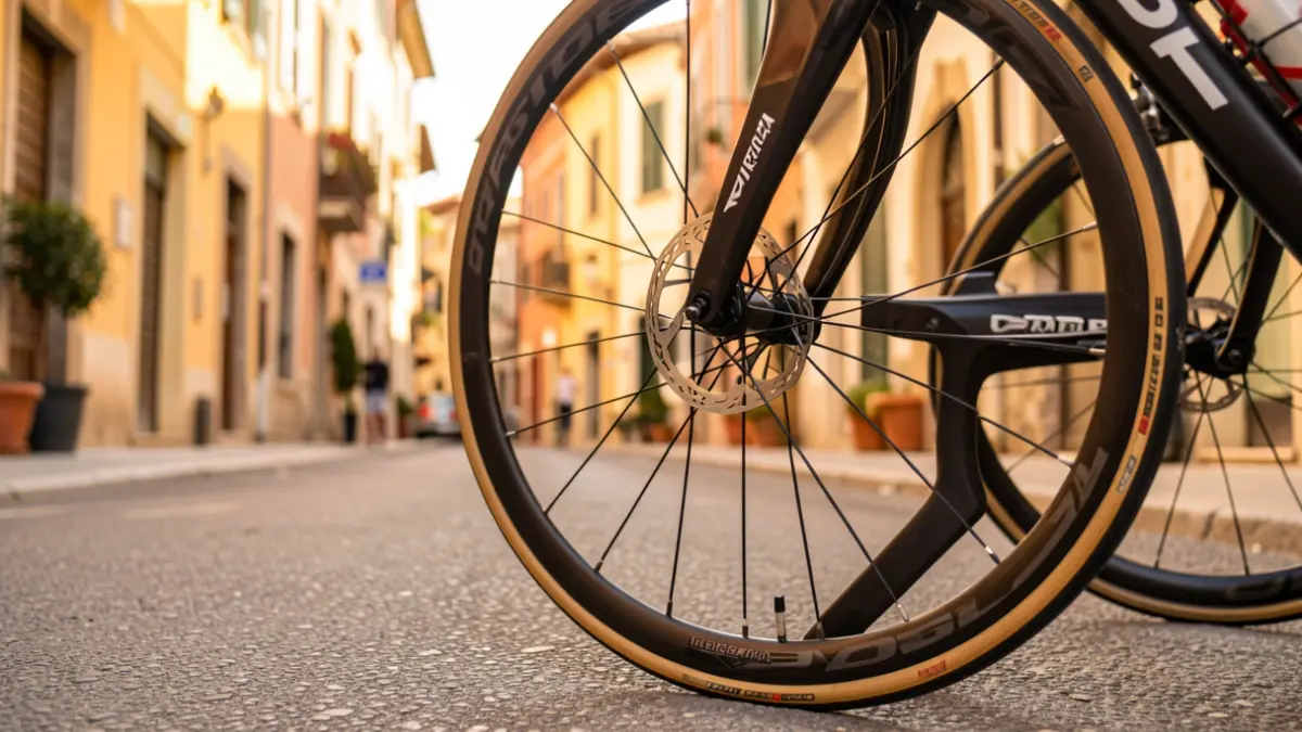 Imagen genérica de una bicicleta de competición sobre el asfalto.