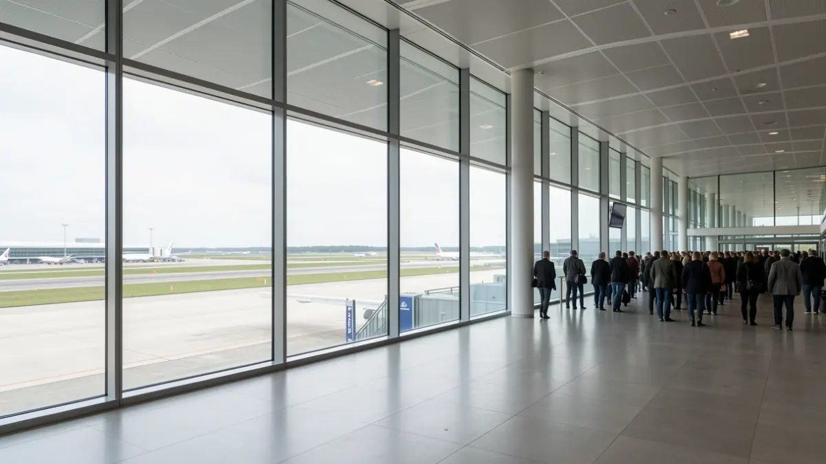 Generic image of an airport terminal with a view of the runway.