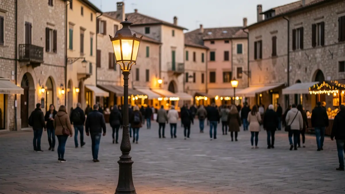 Imatge genèrica d'un enllumenat urbà en una plaça històrica.