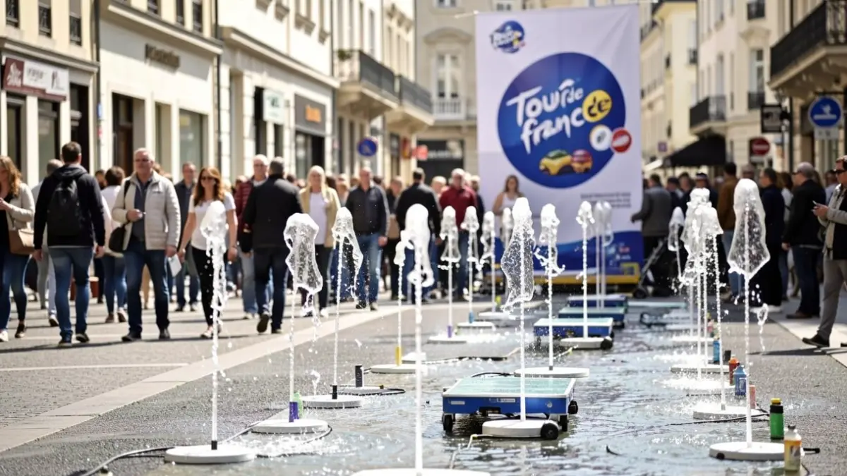 Fonts mòbils instal·lades a Barcelona durant el pas del Tour de França.
