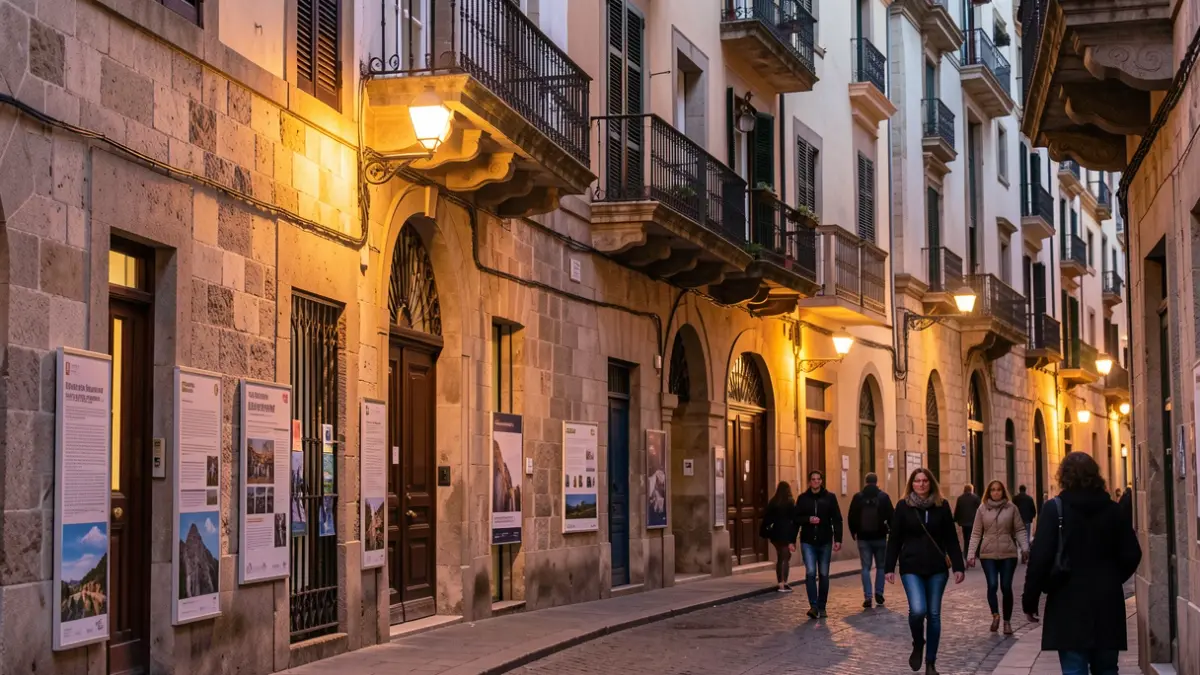 Generic image of the El Born neighborhood in Barcelona with informational elements.