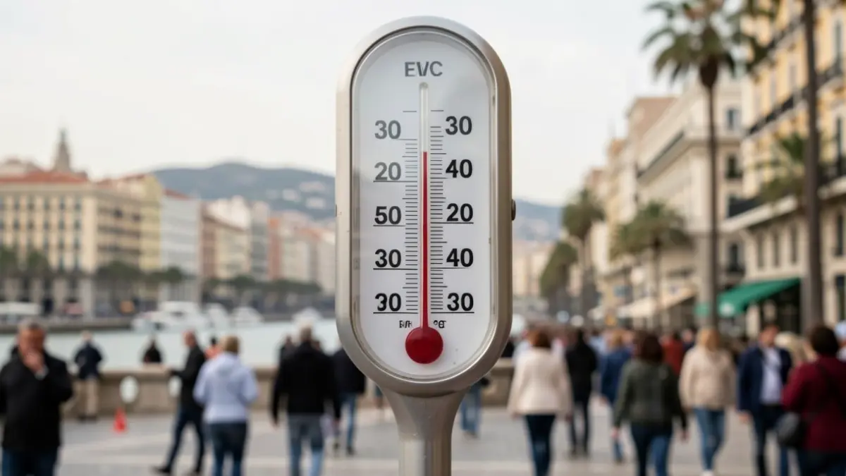 Termómetro marcando más de 30 grados en Barcelona.