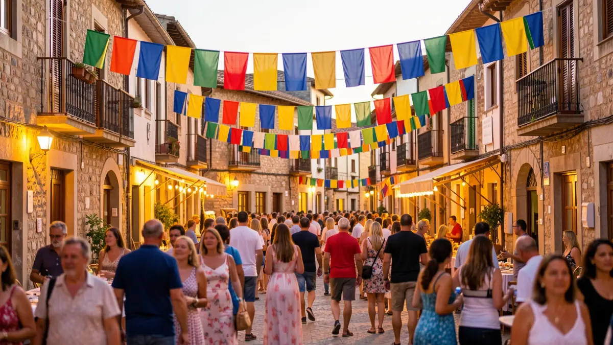 Imagen genérica de una fiesta mayor de verano en un pueblo catalán con ambiente festivo.