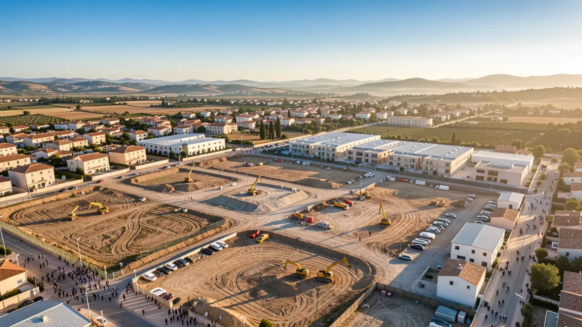 Aerial view of industrial land development in Bellpuig.