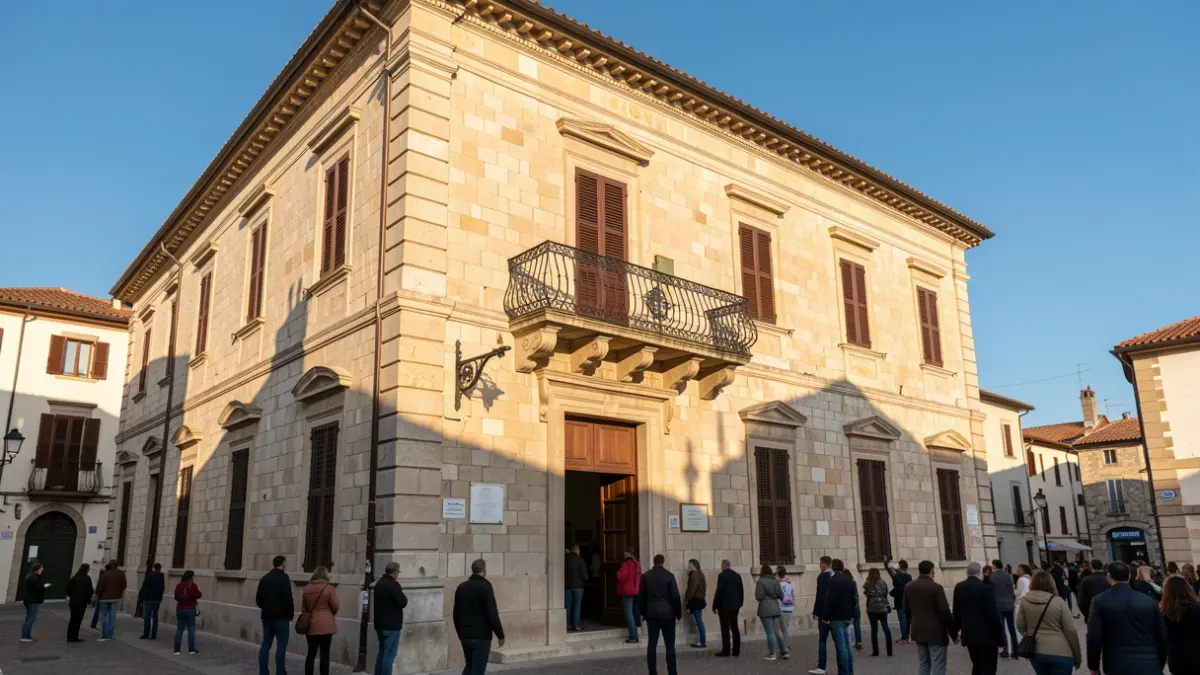 Façana de l'ajuntament de Blanes en un dia assolellat.