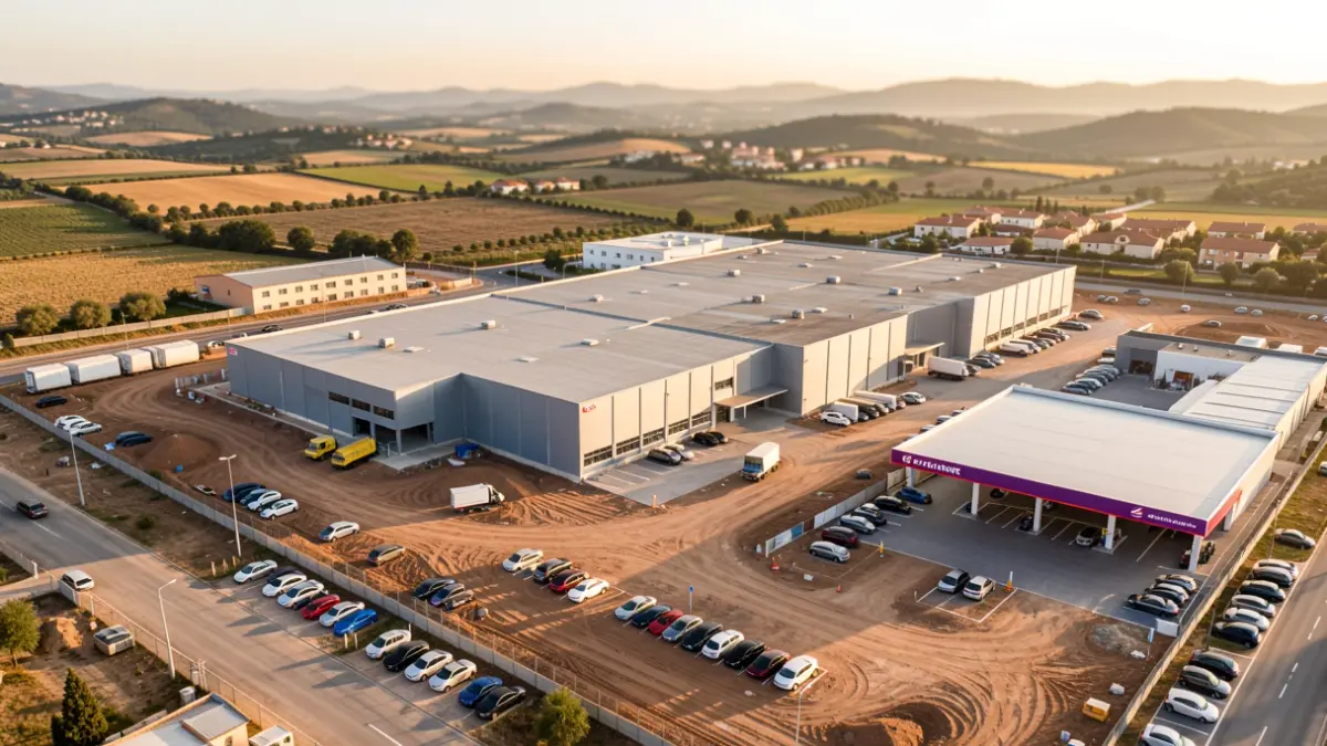 Aerial view of a new BonÀrea complex under construction in Reus.