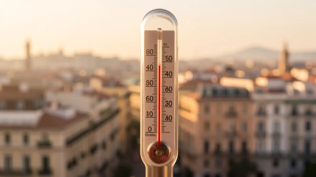 Termòmetre marcant temperatures extremes a Barcelona.