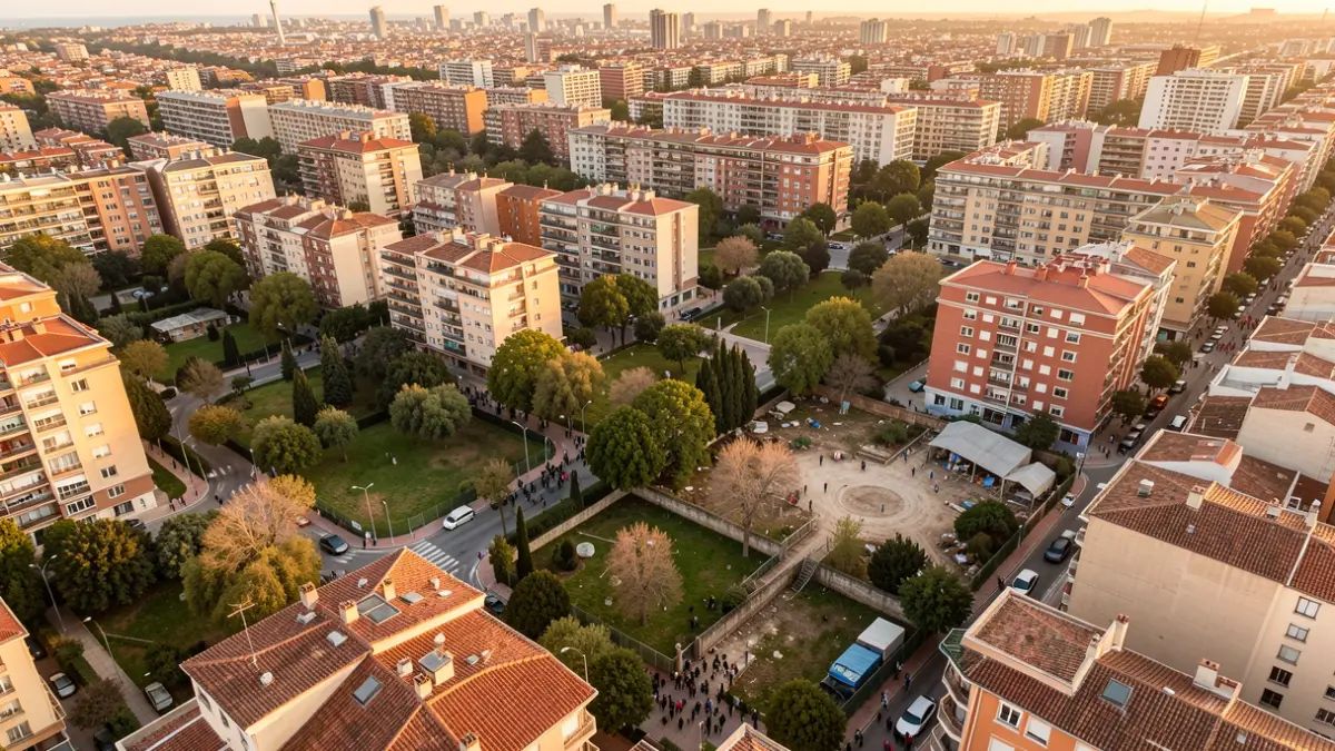 Aerial view of a Barcelona neighborhood with potential for urban improvement.