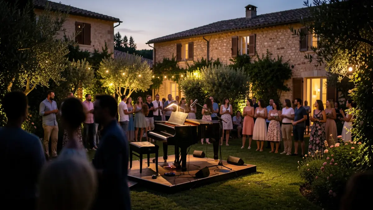 Jardí del Museu Deu del Vendrell amb un concert d'estiu.