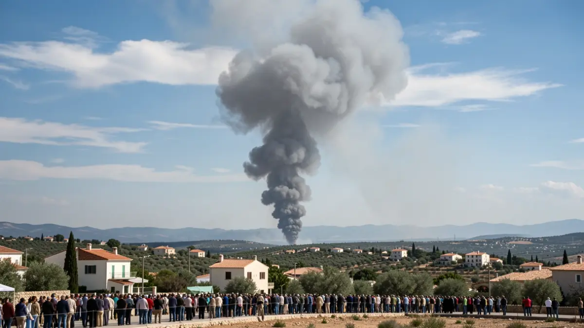 Generic image of smoke from a fire over a Mediterranean landscape.