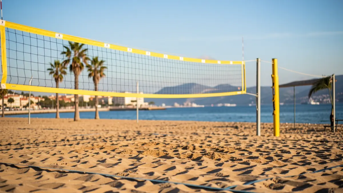Generic image of a beach volleyball court in Catalunya.
