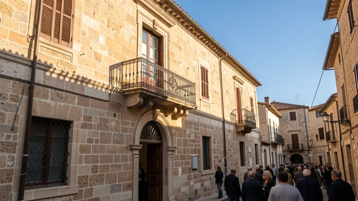 Facade of the Deltebre Town Hall on a sunny day.