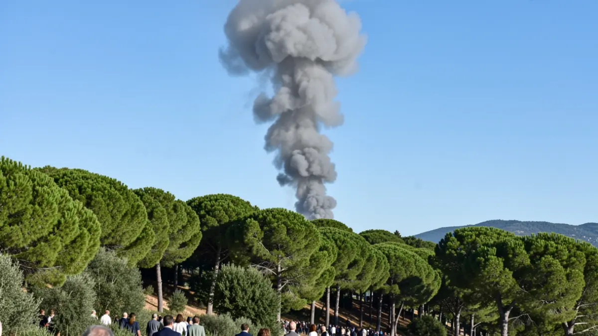 Imatge genèrica d'una columna de fum sobre una zona forestal.