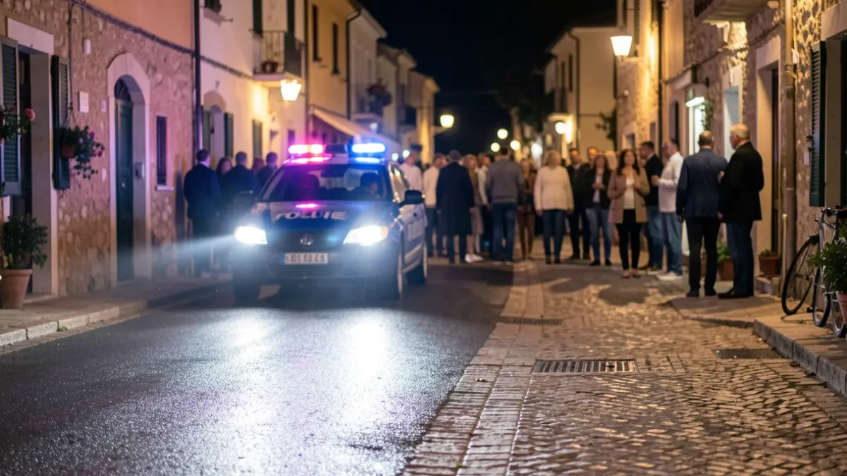 Generic image of police lights reflecting on wet asphalt at night.