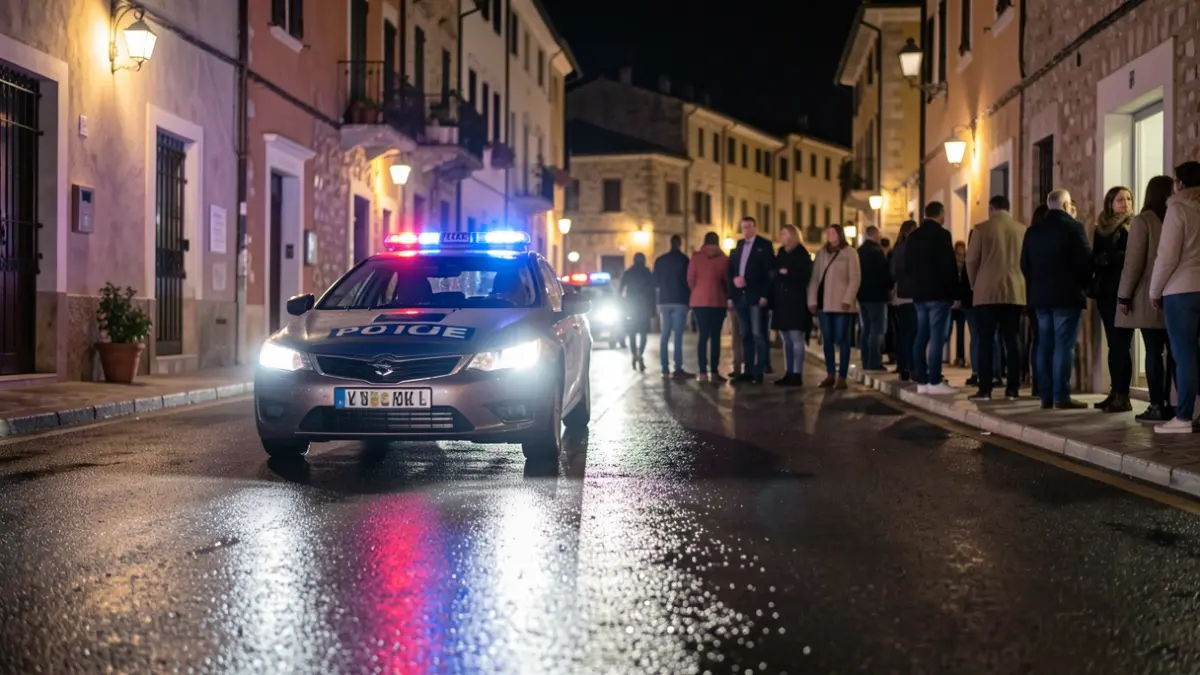 Generic image of police lights reflecting on wet asphalt at night.