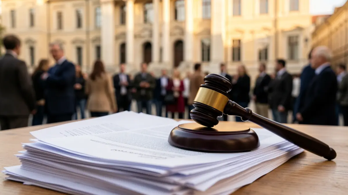 Imatge genèrica d'un martell de jutge sobre documents legals.