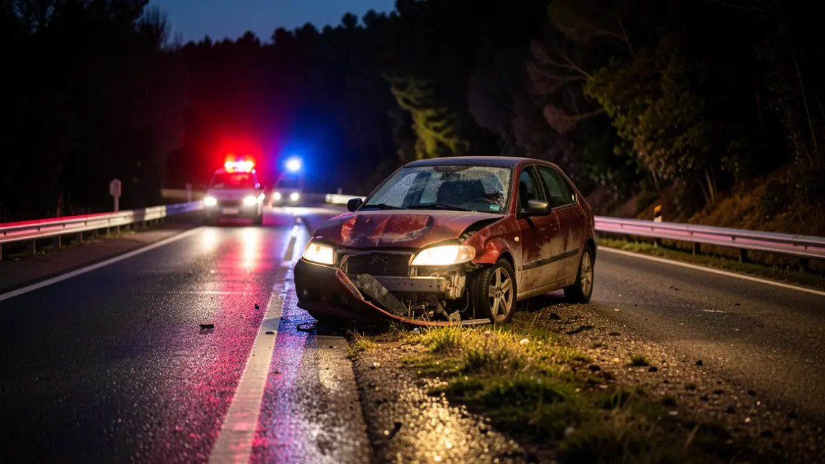 Imatge genèrica d'un accident de trànsit a Catalunya amb llums d'emergència.