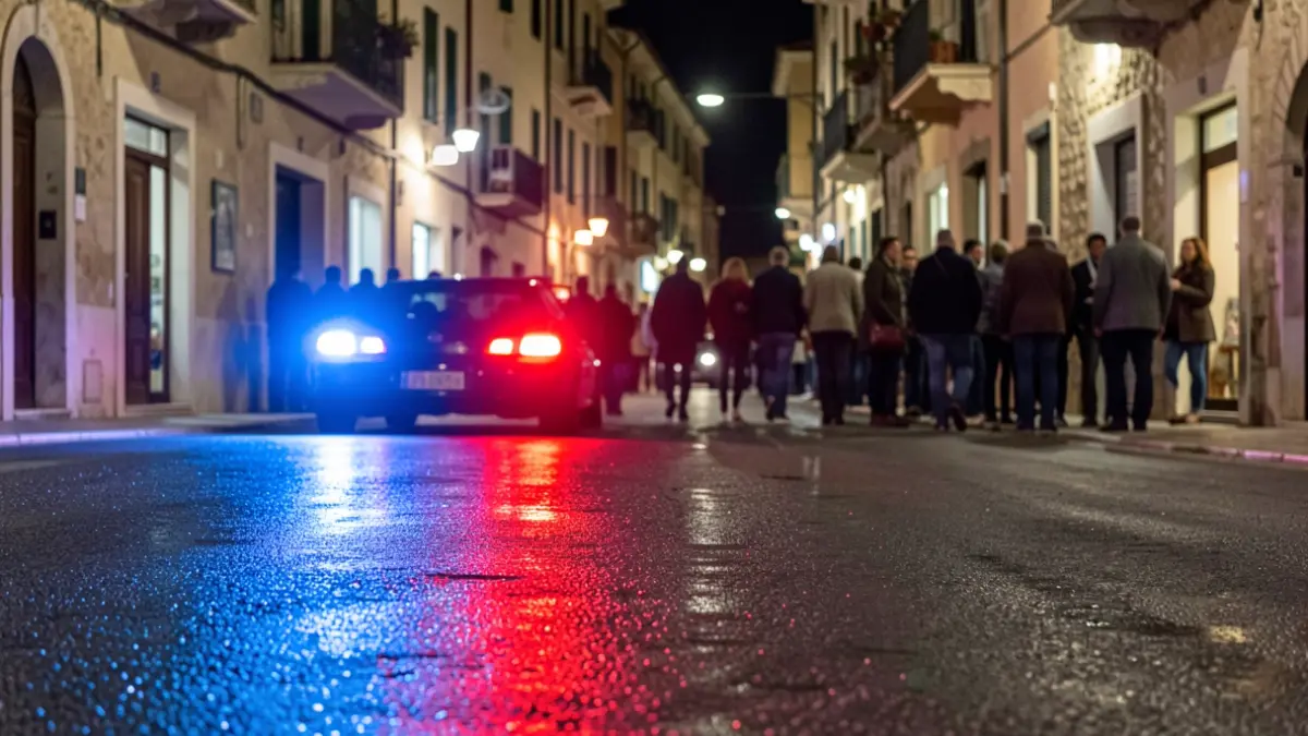 Generic image of police emergency lights reflecting on wet asphalt at night.