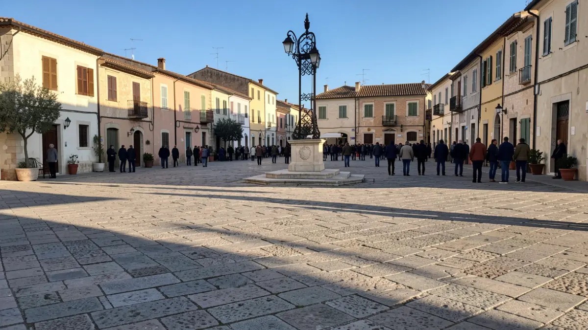 Imagen genérica de una plaza con un monumento en un municipio mediterráneo.