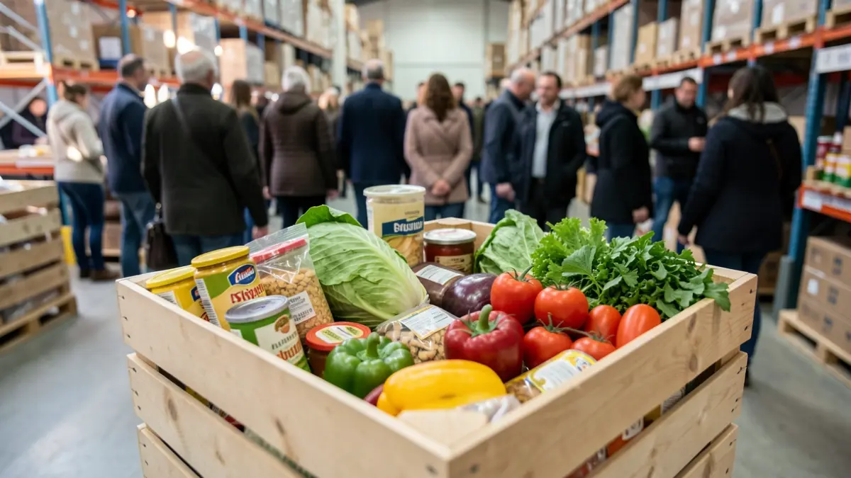 Imatge genèrica de productes alimentaris bàsics en un magatzem.