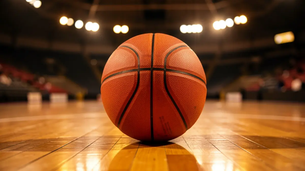 Generic image of a basketball on a court.