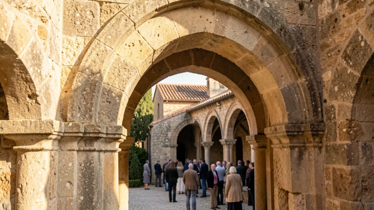 Architectural detail of the Santa Clara convent cloister.