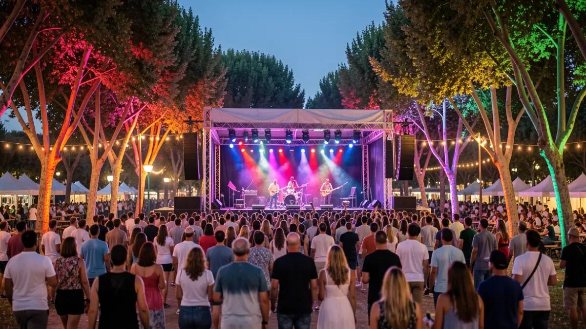 Imatge genèrica d'un festival de música a l'aire lliure al capvespre.