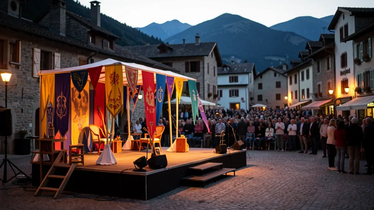 Escena d'un festival de teatre a l'aire lliure a Esterri d'Àneu.