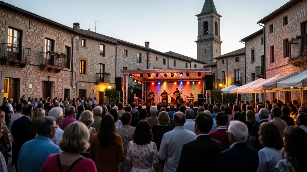 Imagen genérica de un festival de música folk en una plaza de pueblo catalán.