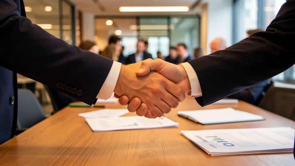 Imatge genèrica de tancament d'un acord empresarial en una oficina.