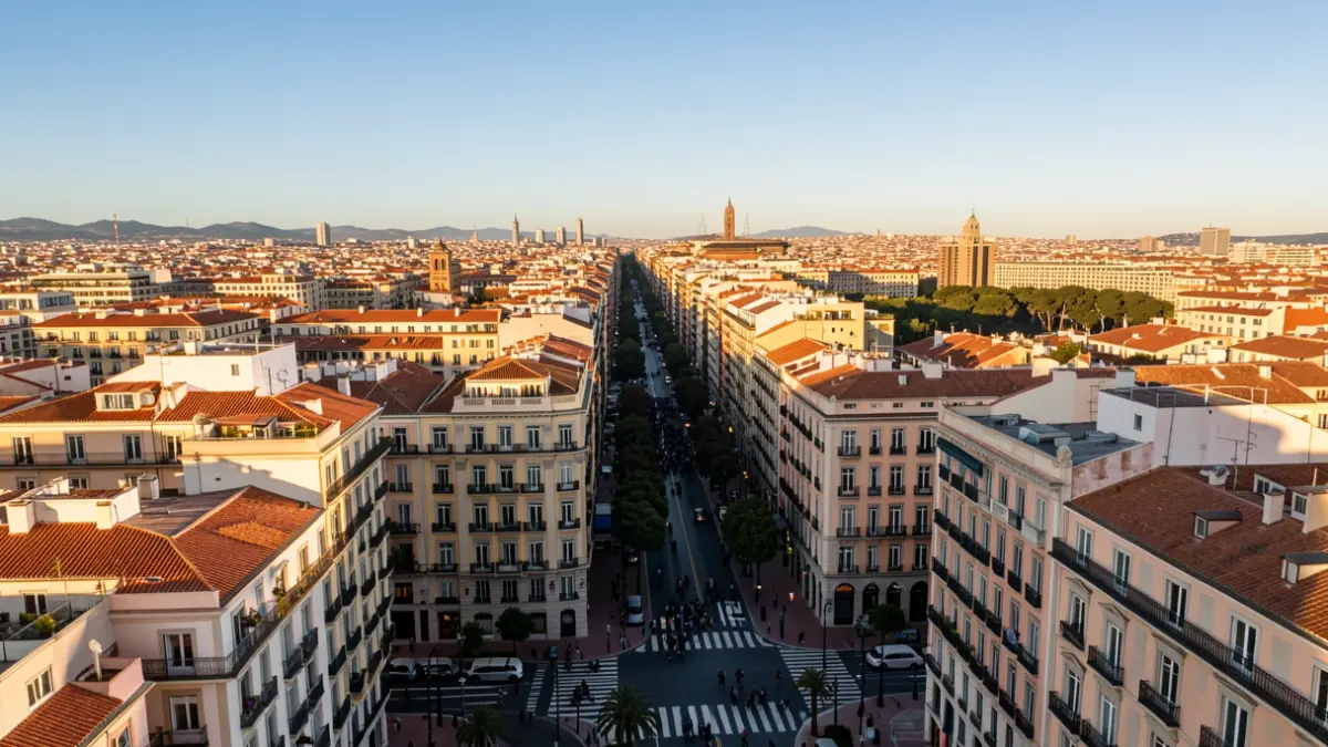 Vista aèria de Barcelona amb edificis residencials i carrers.