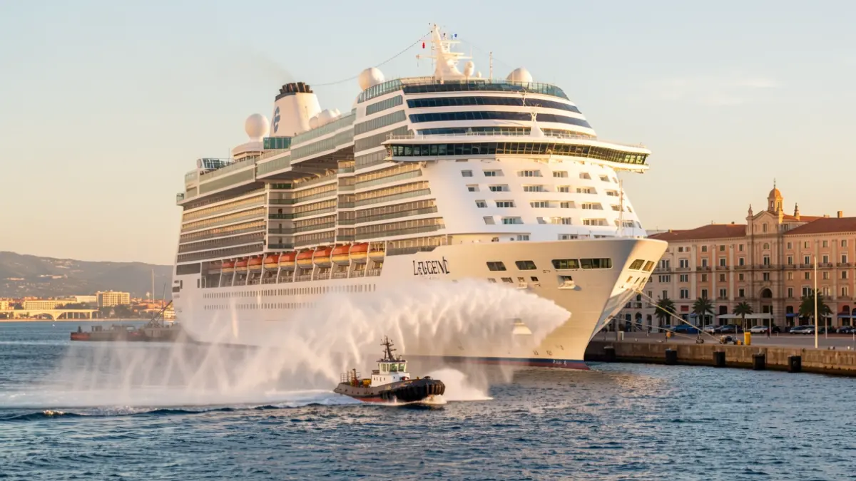 El megacrucero 'Legend of the Seas' atraca en el puerto de Tarragona.