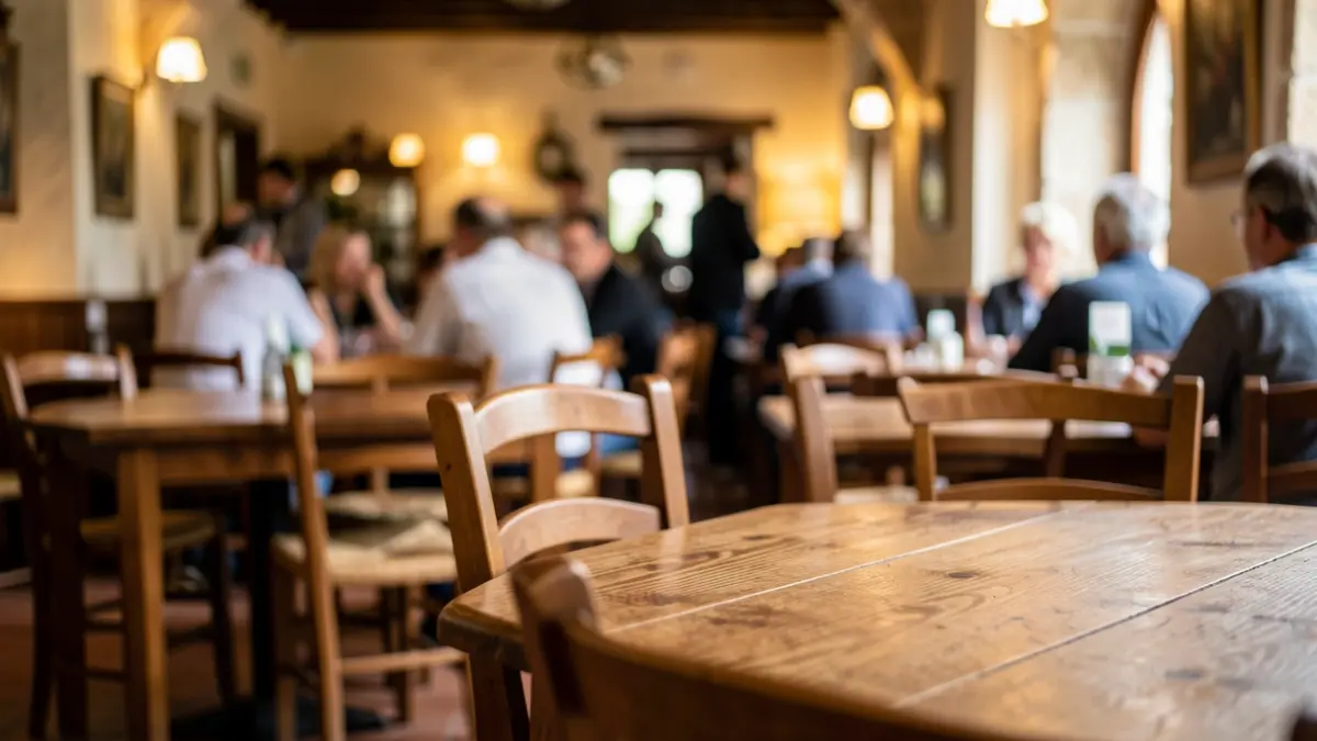 Imagen genérica de un interior de restaurante con mesas y sillas.