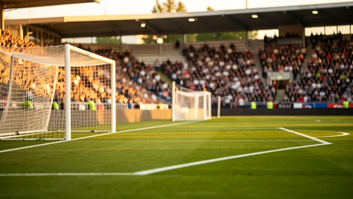 Imatge genèrica d'un camp de futbol buit al capvespre.