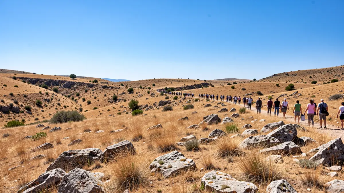 Dry and arid landscape in Pallars Jussà during a heatwave.