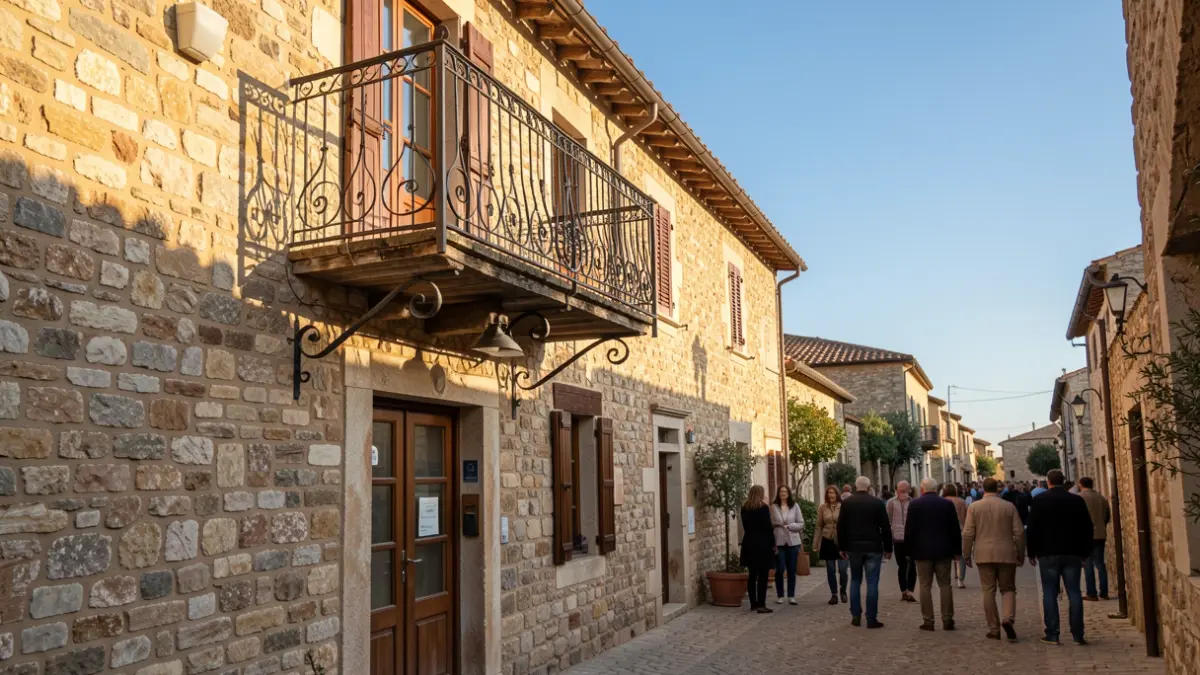 Façana d'una masia històrica en un entorn urbà.