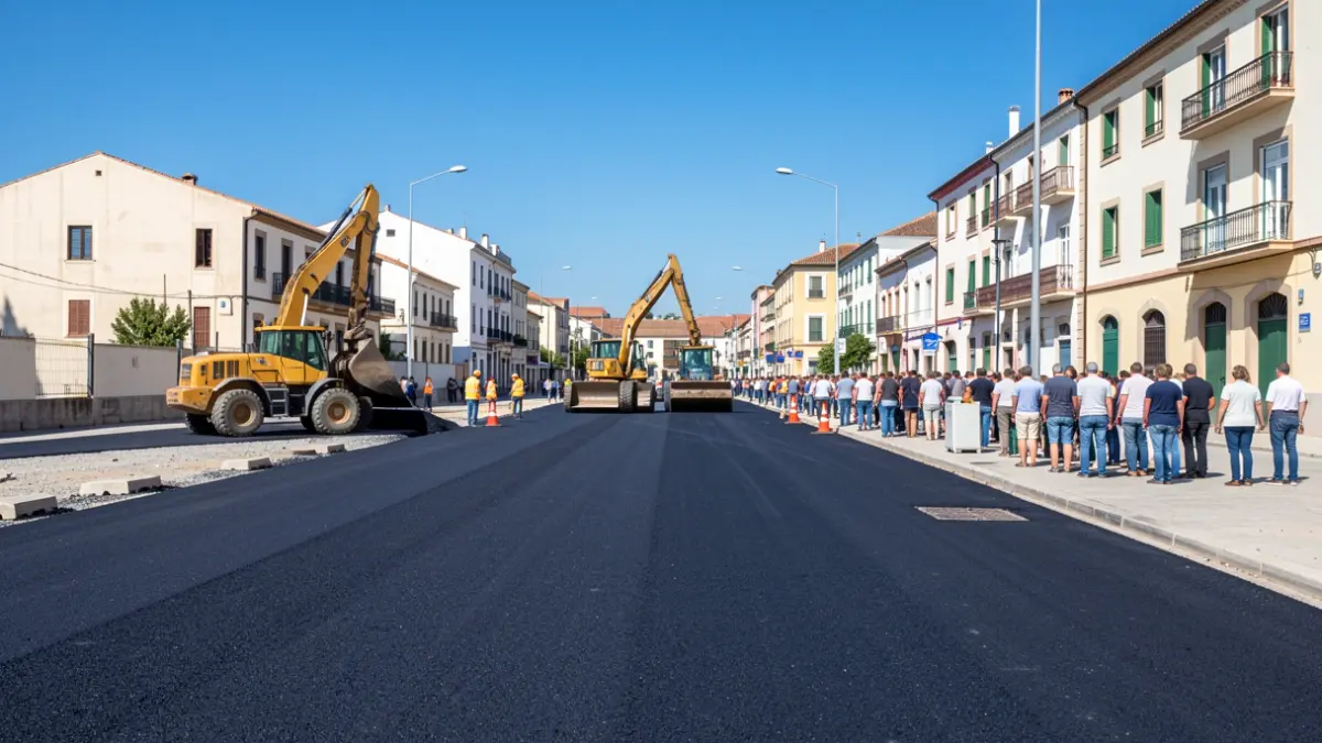 Obres d'asfaltat al polígon Francolí de Tarragona.