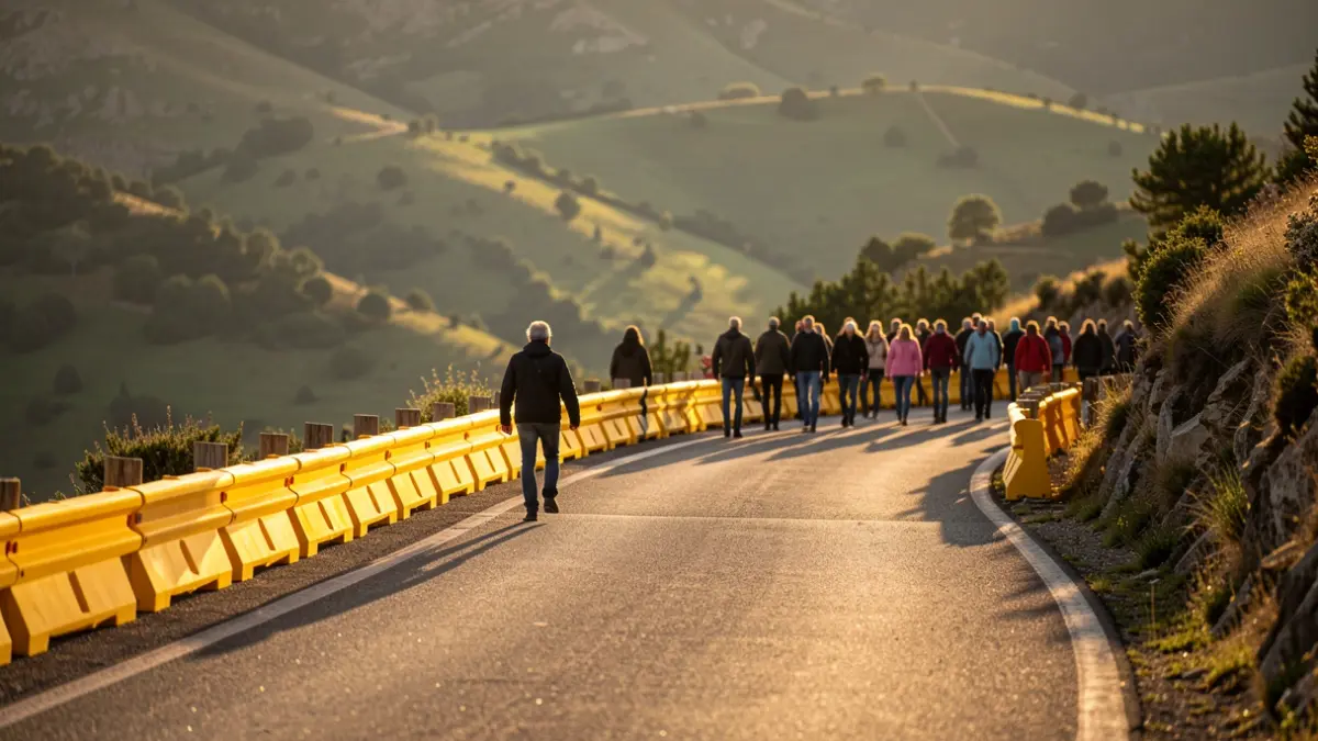 Generic image of a mountain road in Catalunya with safety elements.