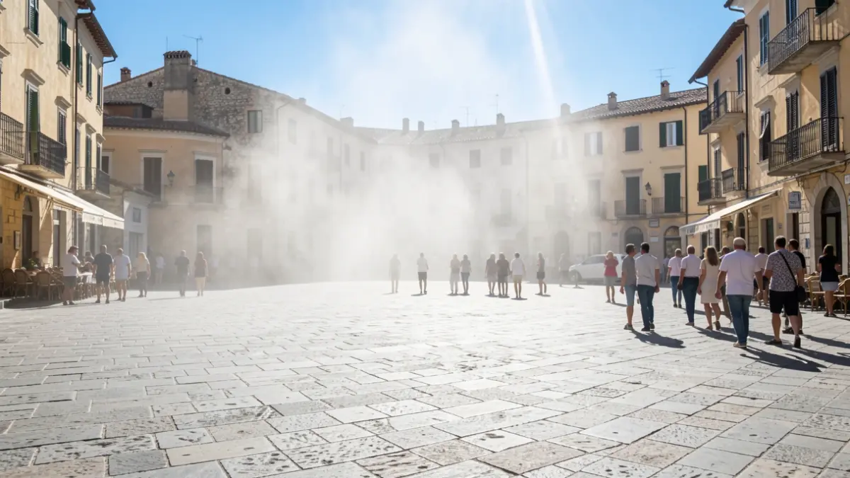Generic image of an urban square during a heatwave.