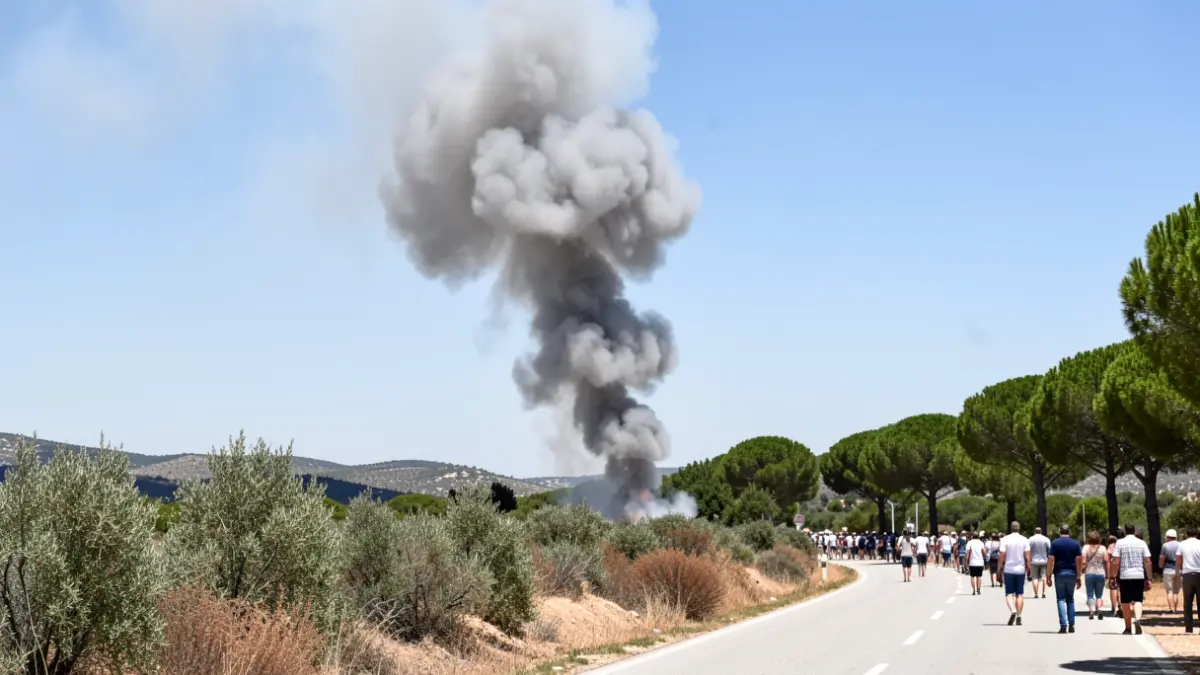 Columna de humo en una zona de vegetación en Terrassa.