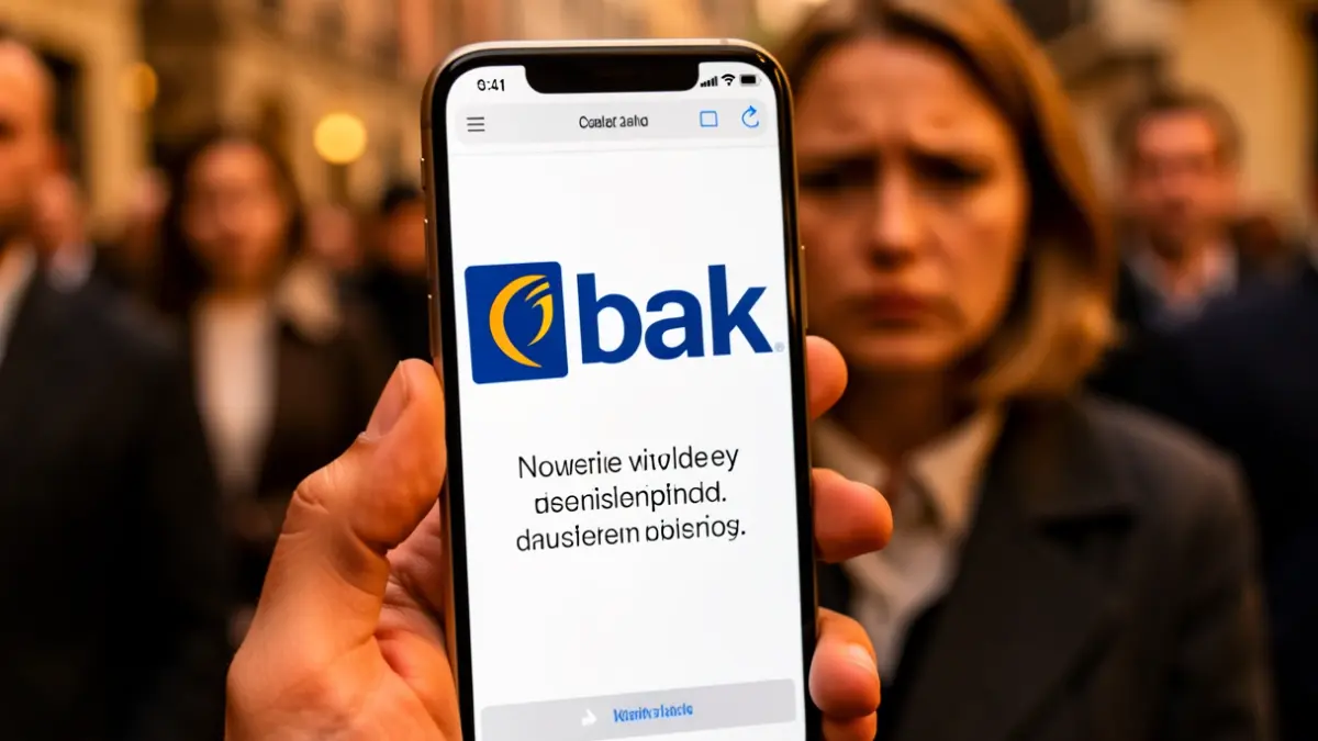 Pantalla de teléfono móvil mostrando una interfaz bancaria falsa con un número de teléfono suplantado.
