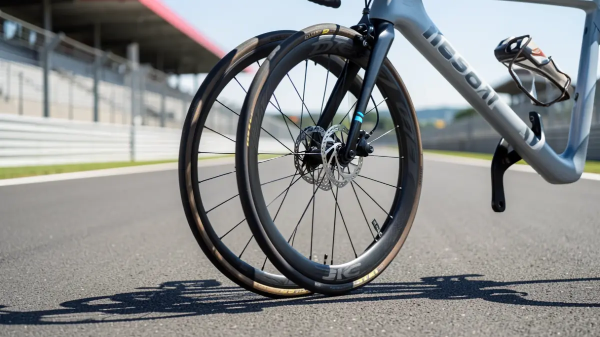 Imatge genèrica d'una bicicleta de competició en un circuit esportiu.