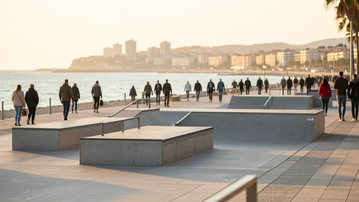 New skate area at Maresme Park, Barcelona.