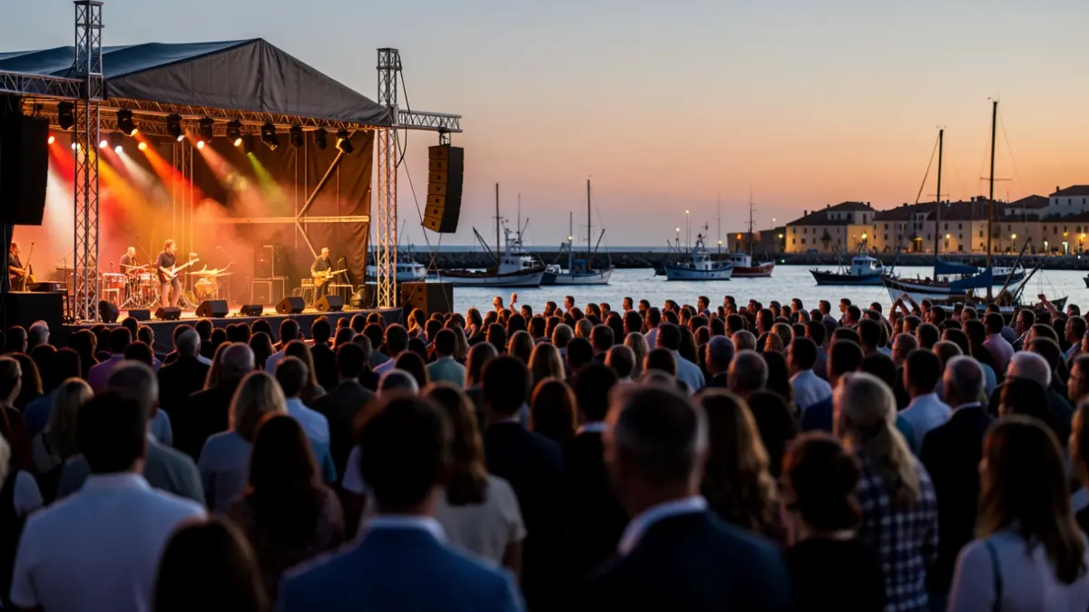 Imatge genèrica d'un concert a l'aire lliure en un port mediterrani.