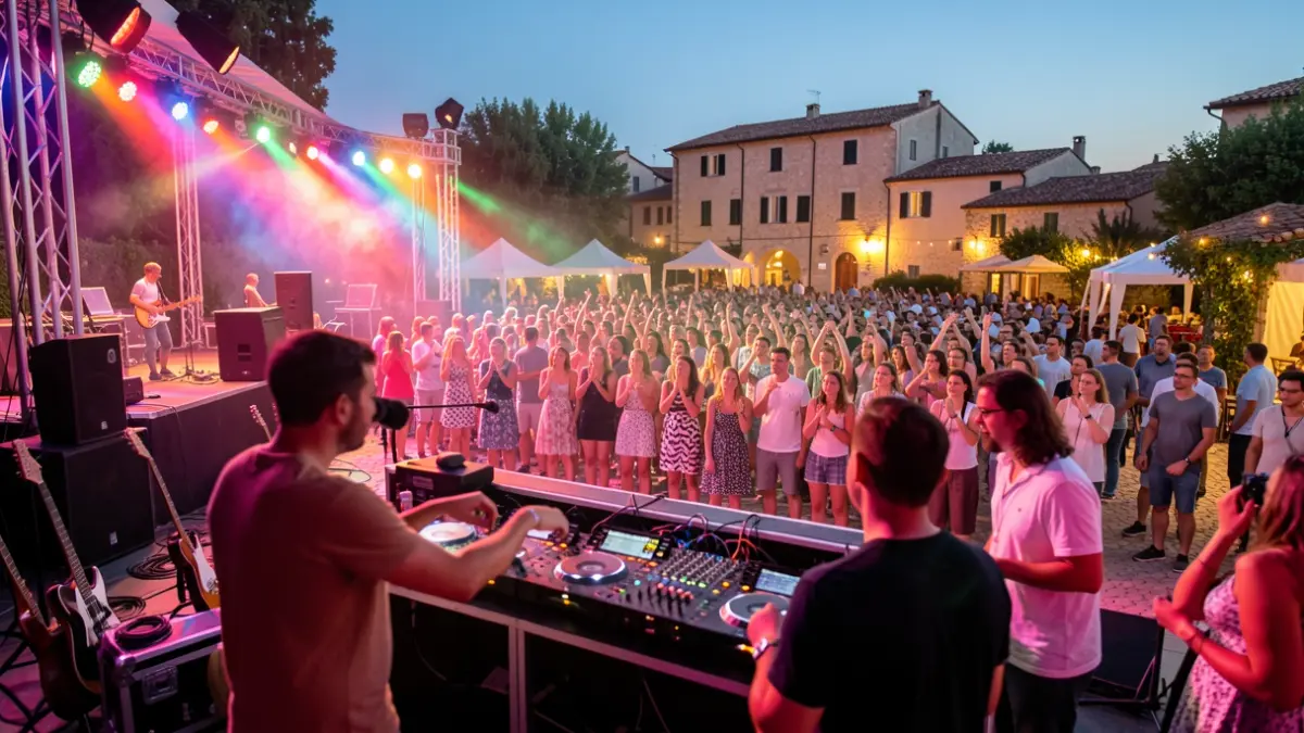 Imagen genérica de un festival de verano al aire libre con luces y público.