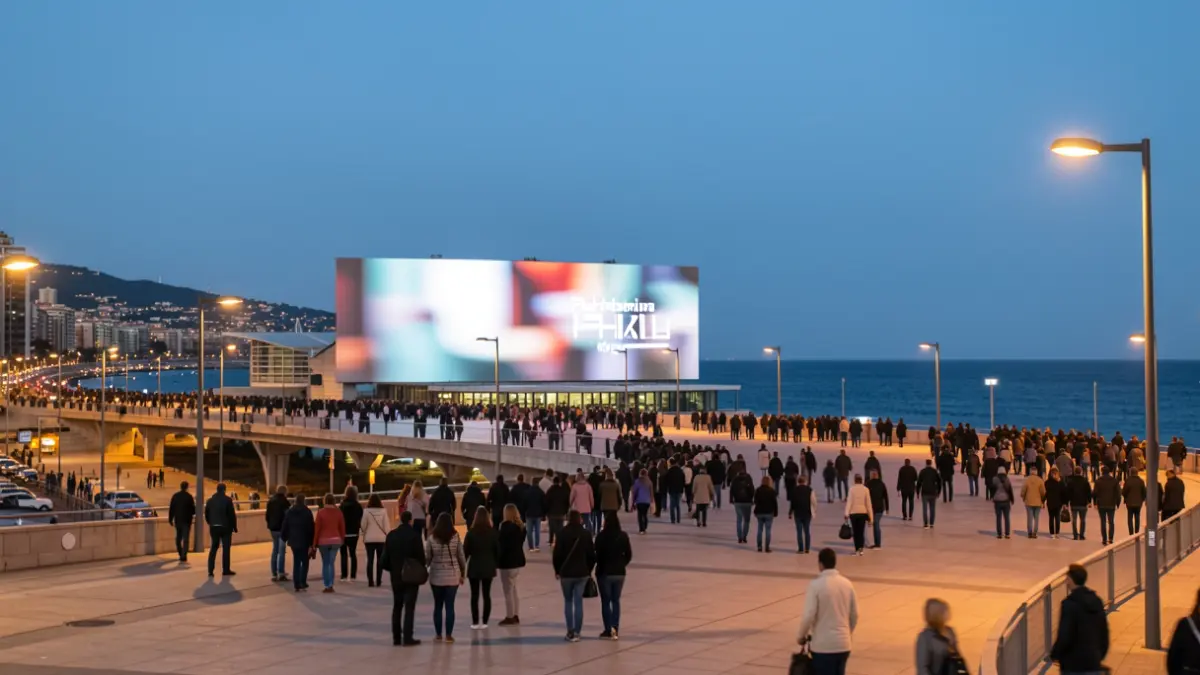 Imatge genèrica de la Plataforma Marina del Fòrum a Barcelona al vespre.
