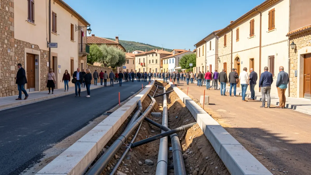 Obres de pavimentació i clavegueram a la urbanització Font de la Roca, als Garidells.