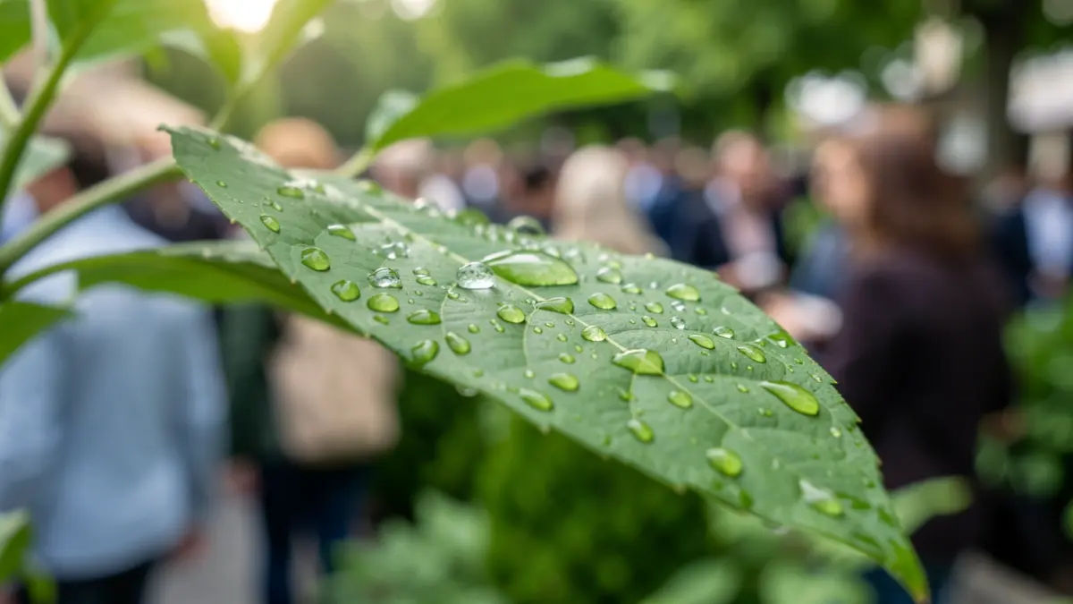 Imagen genérica de una hoja verde con gotas de agua.