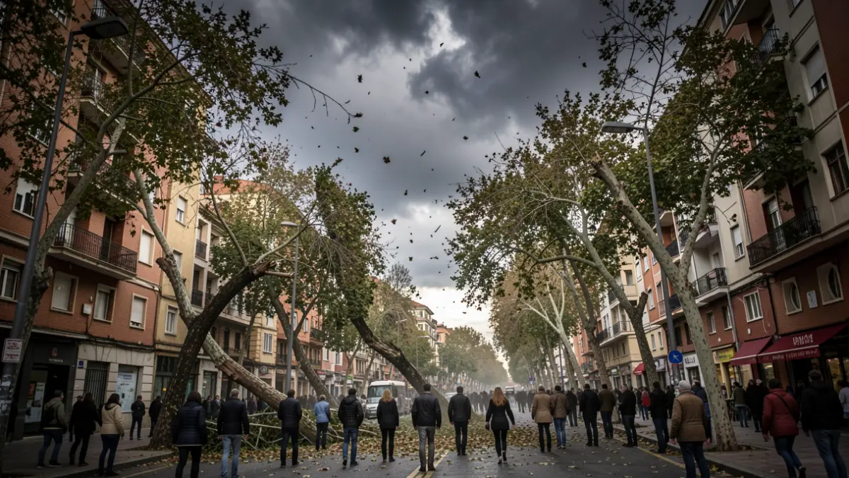 Imatge genèrica de vent fort i arbres moguts per la tempesta.