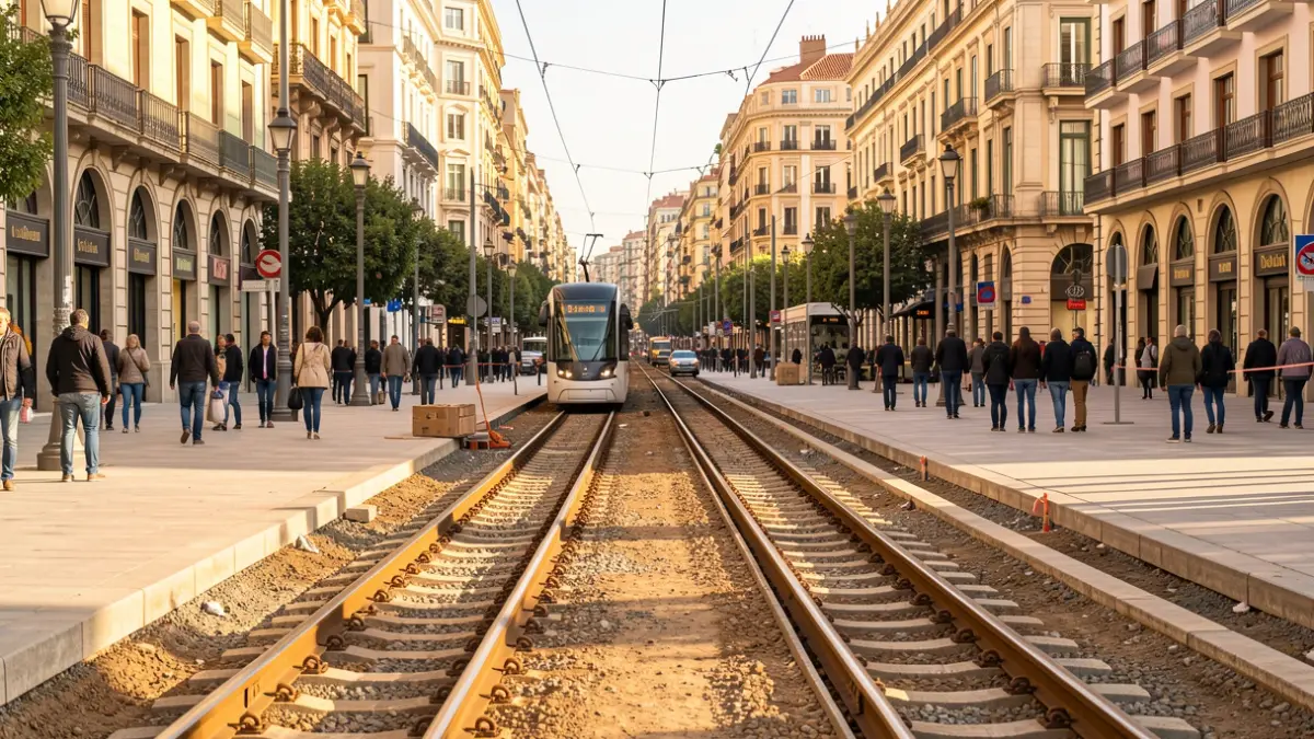 Generic image of tram construction in Barcelona.